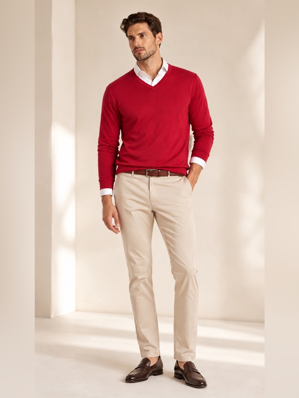 John Smedley Sea Island Cotton V Neck Sweater British Quiet Luxury Sz M